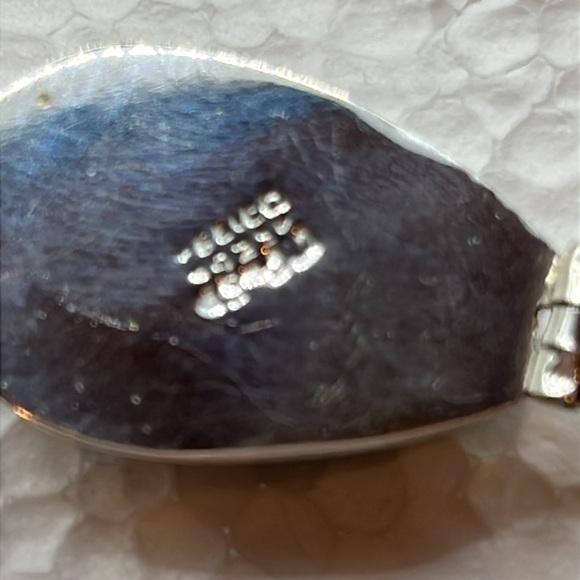 Blue Larimar and  Sterling Silver Teardrop Pendant Statement Bold Big Pendant - Picture 6 of 13